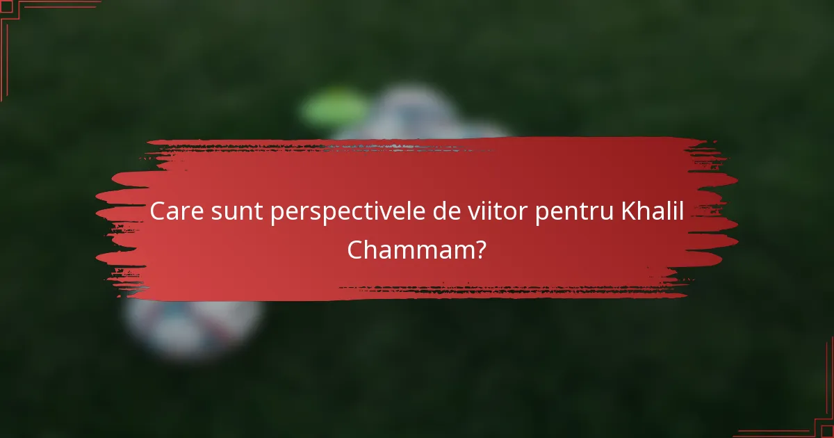 Care sunt perspectivele de viitor pentru Khalil Chammam?