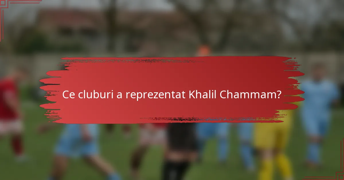 Ce cluburi a reprezentat Khalil Chammam?