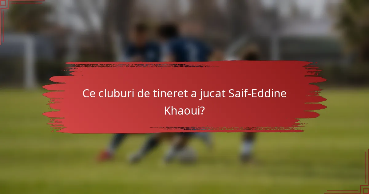Ce cluburi de tineret a jucat Saif-Eddine Khaoui?
