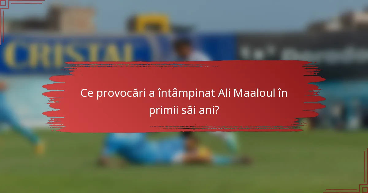 Ce provocări a întâmpinat Ali Maaloul în primii săi ani?
