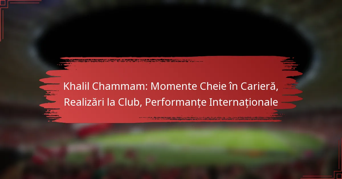 Khalil Chammam: Momente Cheie în Carieră, Realizări la Club, Performanțe Internaționale